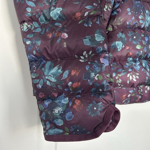 ILSE JACOBSEN Down Jacket Womens Sz 44 US 14 Floral Puffer Purple Lightweight - Picture 5 of 14
